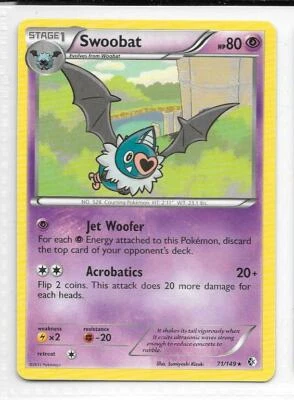 Pokemon --- SWOOBAT --- B/W Boundaries Crossed! RARE! NM/Mint! 71/149     *B3G1* - Image 1 of 4