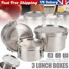 3pcs Portable Stainless Steel Lunch Box Large Capacity Food Container Bento Box