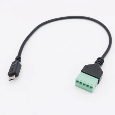 Micro USB Male to 5 Pin Screw Connector with Shield Terminal Plug Adapter Cable - Image 1 of 4