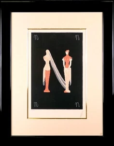 ERTE Alphabet N Silkscreen Art Deco Signed Serigraph Limited Edition Vintage - Picture 1 of 2