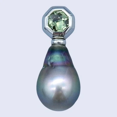 Anhänger mit Orientperle und Topas 18 k WG - Bild 1 von 4