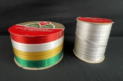Lot of 2 Vintage Kaycrest Ribbon Rolls Foursome & Kurl Tie Craft Supplies - Image 1 of 4