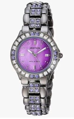 Armitron Women's 75/3689VMDG Purple Genuine Crystal-Accented Gunmetal... - image 1 of 4