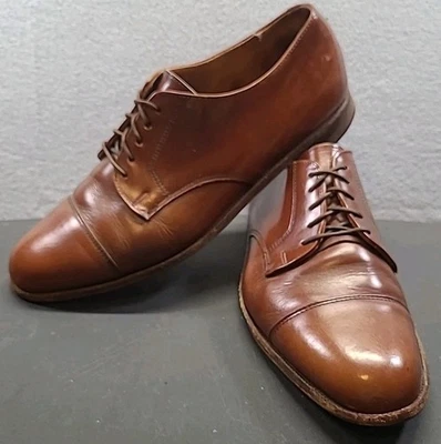 Vtg Cole Haan Shoes Mens 9.5 D Brown Leather Cap Toe Oxford Dress USA 90s LaceUp - Image 1 of 4