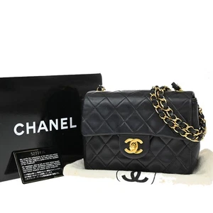 CHANEL CC Mini Matelasse Chain Shoulder Bag Leather Black GHW Vintage 393RF469 - Picture 1 of 20