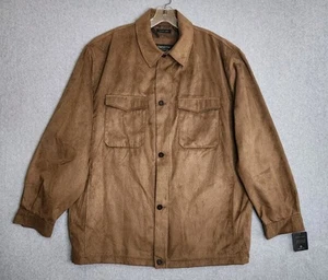 Claiborne Outerwear Suede Shacket Mens L Brown Leather Shirt Jacket Button Down - Picture 1 of 16