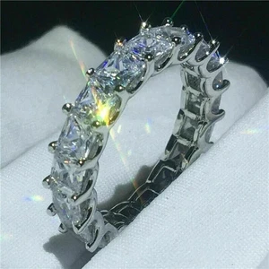 2Ct Princess Cut Moissanite Full Eternity Wedding Band Solid 10K White Gold - Bild 1 von 9