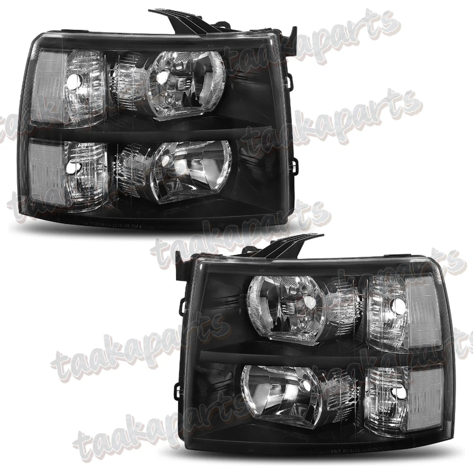 Par de faros de carcasa negros para Chevy Silverado 2007-2013 izquierda y derecha izquierda derecha Foto 1 de 1