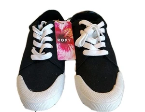 Roxy Pierview Canvas Sneakers Women's Size 9 Lace Up Black Low Top Footwear - Picture 1 of 10