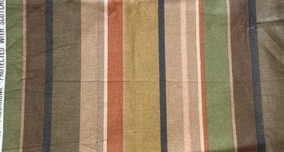 1980s Cotton Chintz Brown Academia Green Pink Stripe Fabric 5th Avenue 1/2 Y #19 - Image 1 of 4