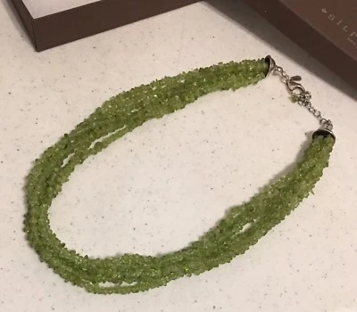 SILPADA Peridot Green Necklace 6 Strand 17 To 19" Sterling Silver With Box N1402 - Image 1 of 4