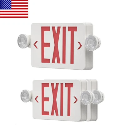 3Pack LED Exit Sign Emergency Light–Hi Output Compact Combo Red Fire UL listed - Image 1 of 4