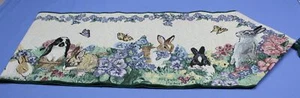Tapestry Table Runner Bunnies Flowers Easter Spring Garden Butterfly Pickens USA - Picture 1 of 11