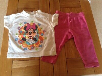 VINTAGE Baby Girls  Minnie Mouse 'T Shirt & Leggings (COCCINELLA) Età 12-18 Mesi • 9.82€