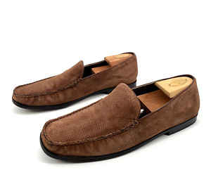 Tommy Bahama mens 12 Perforated casual Suede Leather Loafers brown slip on