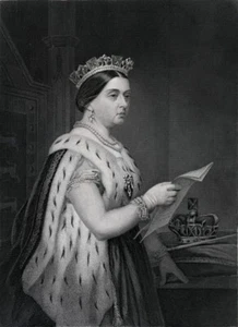 Stately & Superb QUEEN VICTORIA 1870 engraving John ROGERS Sc CHAPPEL pinx - Picture 1 of 5