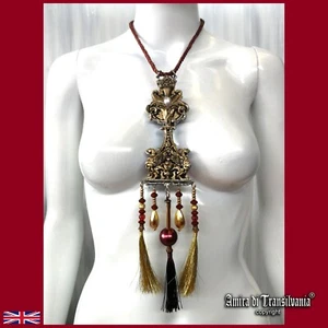 Protection Talisman Amulet Long Pendant Jewelry Necklace Sphynx Gold Silver Bead - Picture 1 of 24