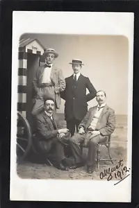 Postcard Ostend Belgium studio portrait four gentlemen 1912 RP - Picture 1 of 2