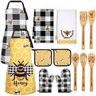 13 Pcs Bee Sunflower Kitchen Decor Set Include 5 Cute Wooden Spoons 2 Kitchen...