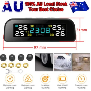 Solar Wireless Car TPMS Tyre Pressure Monitoring System + 4 External Sensors AU - Picture 1 of 9