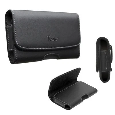 Leather Pouch Belt Clip Holster For Samsung Galaxy J3 Emerge w/Thick Cover on - Image 1 of 4