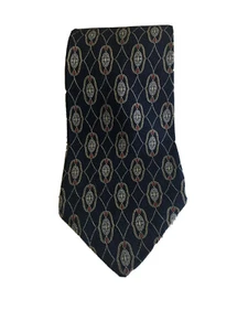 COUNTESS MARA DARK BLUE YELLOW RED SILK TIE 4” Wide X 57" Pre Owned - Picture 1 of 6