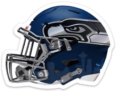 Seattle Seahawks Helmet w/ Classic Seahawk Logo Skyline Type NFL Die-cut MAGNET Cover
