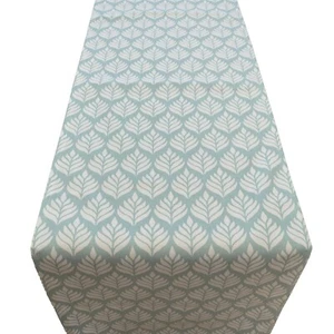 Scandi Style Minimlaist Leaf Print Table Runner. Duck Egg Blue. Two sizes. - Picture 1 of 1