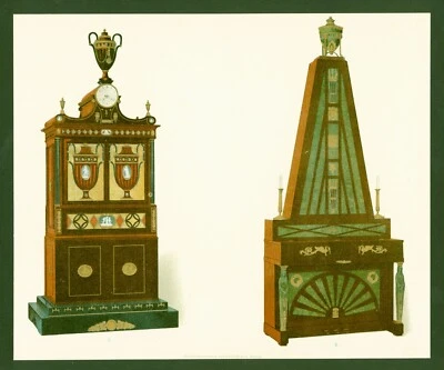 Lithographie anno 1892 - historische Musikinstrumente Flügel upright Fortepiano - Bild 1 von 4