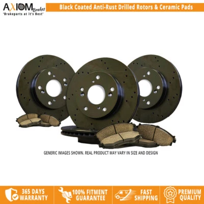 Axiom Front Rear Black Drilled Brake Rotors Ceramic Pads for 11-16 Scion tC Foto 1 de 4