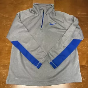 Nike Sweater Mens Large Gray Long Sleeve Pullover Golf 1/4 Zip Therma Fit Active - Picture 1 of 12