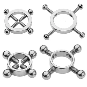 Scudi per capezzoli regolabili in acciaio inox senza piercing anelli morsetti clip a vite - Foto 1 di 22