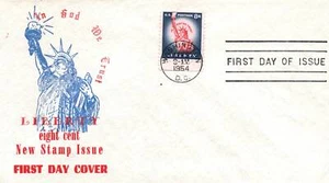 IN GOD WE TRUST 8c LIBERTY STAMP FDC ON CACHET BY (Jackson?) RED/Blue/White 1954 - Picture 1 of 2