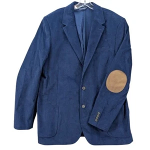 Lands End Corduroy Blazer Jacket Men's 48T Blue Elbow Patches Academia Dad NWOT - Picture 1 of 15