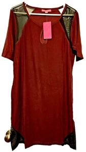 Para mujer Mangas Cortas Cuello Ojo de Cerradura Camiseta Vestido con Hombros Transparentes Talla 2XL - Imagen 1 de 5