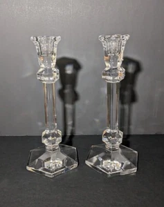 Crystal Candle Holders. Unbranded Octagon Base 10" - Picture 1 of 5