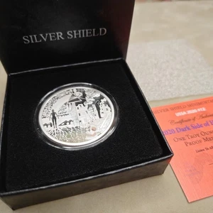 2020 Dark Side of Humanity USSA 2020 #12 1 Oz 999 Silver Shield Medallion COA - Picture 1 of 4