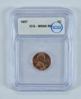 1957 Lincoln Wheat Cent MS66 RD ICG *5263 - Image 1 of 4