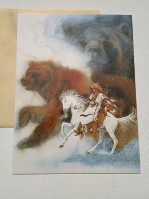 The Art Of Bev Doolittle Two Bears of The Blackfeet Blank Greeting Card  - Image 1 of 4