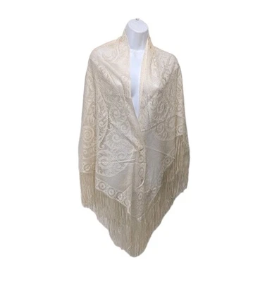 English Village Vintage Flecos Bufanda Envolvente Mantón Antiguo Femenino #3050 Foto 1 de 4