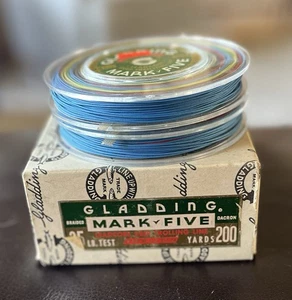 Vintage Gladding Mark Five geflochtene Dacron Leadcore Angelschnur Trolling 200 Yards - Bild 1 von 8