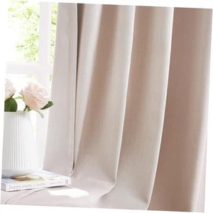 Linen 100% Blackout Curtains 96 Inches Long 2 Panels for Living Room Bedroom - Picture 1 of 7