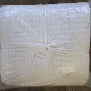 Pottery Barn Pickstitch KING Cotton Quilt Classic White NEW - Picture 1 of 5