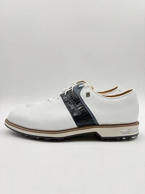 FootJoy 男式 Premiere 系列高尔夫 WP 尺寸 12 宽白色/海军蓝 |54269| — 第 1/4 张图片