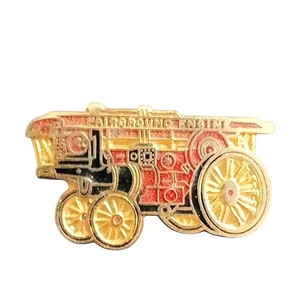 Pin insignia esmalte motor locomotora recinto ferial solapa dorada y roja - Imagen 1 de 3