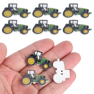150x Wooden Button Cute Cartoon Tractor Painting Christmas Decoration For Clothe - Picture 1 of 16
