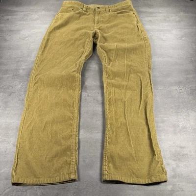 Eddie Bauer Faultline Corduroy Pants Mens 33x30 Mustard Khaki Tan Straight Fit - Image 1 of 4