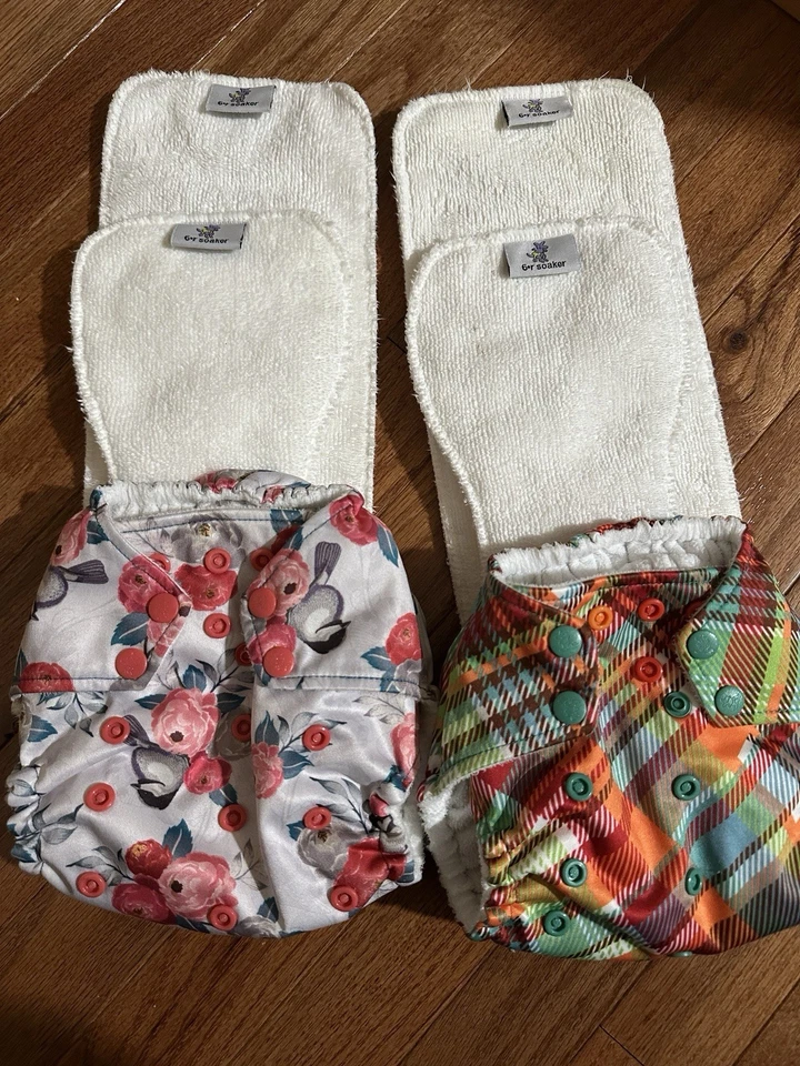 Lote de 2 pañales de tela de bolsillo Kangacare Rumparooz G2 talla única 2 pequeños + 2 lg inserto Foto 1 de 4