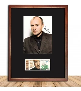 PHIL COLLINS GERAHMT 13"x17" signiert Foto & Konzertkarte DISPLAY REPRO Genesis - Bild 1 von 1