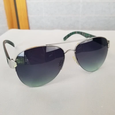 Women's Aviator Sunglasses Green Tint Green Tortoiseshell Temple Silver - Image 1 of 4